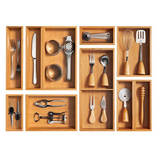 10-Piece Bamboo Drawer Organizer Set banner