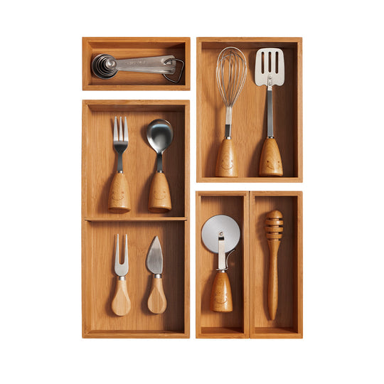 5-Piece Bamboo Drawer Organizer Set banner